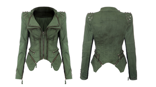 NY State of Mind in San Diego - Green Studded Lookbookstore jacket