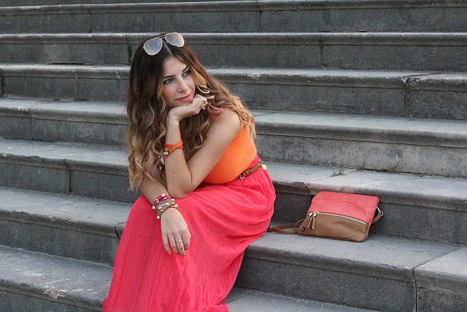 Outfit: Color Blocking maxi skirt